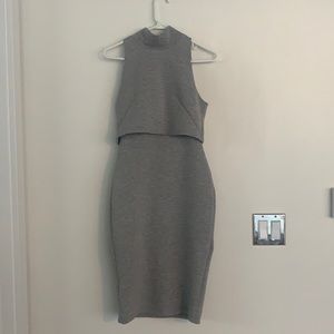 ASOS Grey textured tiered midi knit dress- size 6